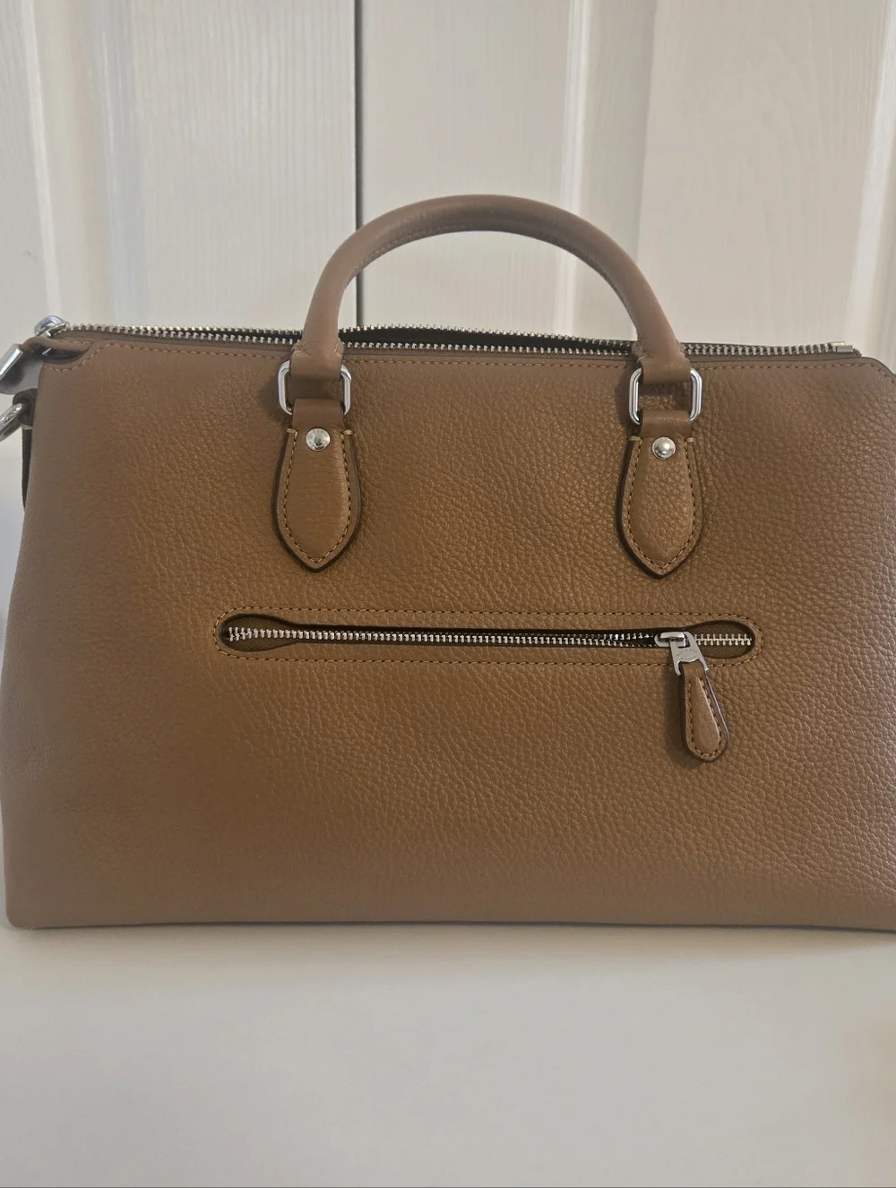 Coach Tan Pebbled Leather GEORGIA Satchel with Detachable Strap - Picture 6 of 15